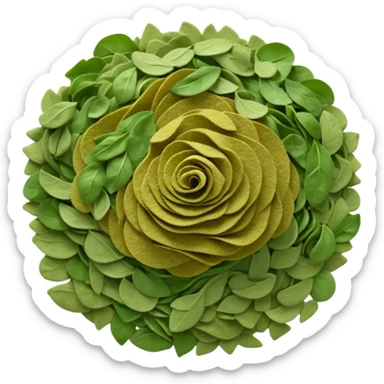 scatter of dry crumbled green flakes with curled uneven shapes and matte texture, color ranges from muted olive to dark sage, evoking sun-dried basil leaves, apple emoji style, soft lighting, subtle shadows, transparent background, emoji scale sticker