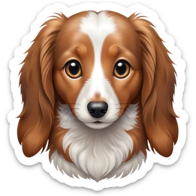 White and brown spotted long haired dachshund  sticker