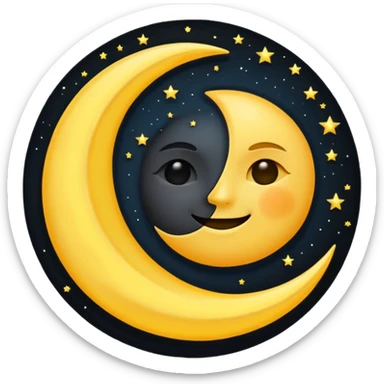Genarate me a emoji of Drak mode moon and bright mode sun Like we got In our mobile phones sticker