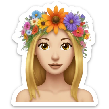 Colorful wildflower crown with glitter  sticker