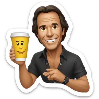 Julio iglesias with caja rural cup sticker