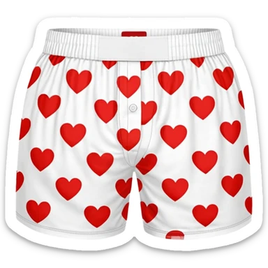 Red heart patterned white pair of boxers sticker