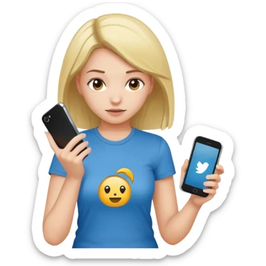 girl holding a phone posing bent over  sticker