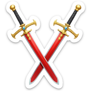 Fully golden two royal swords crossed sticker