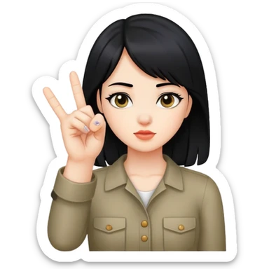 girl with black hair sticking up middle finger sticker