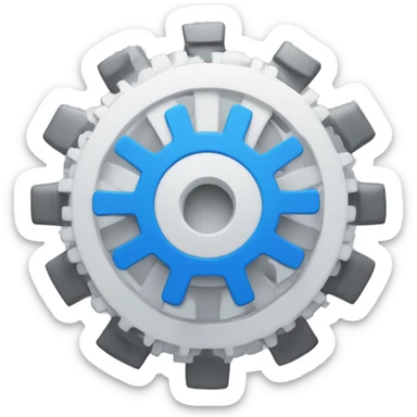 Create an emoji for the company AXIO. The emoji should have the company name "AXIO" in bold, modern letters, with a blue and white color scheme. Include a gear symbol to represent technology and innovation.
 sticker