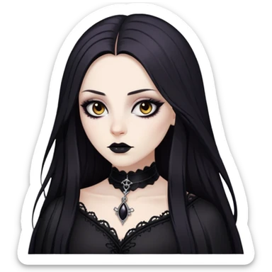 pretty long hair gothic baddie with eyeliner and brown eyes sticker