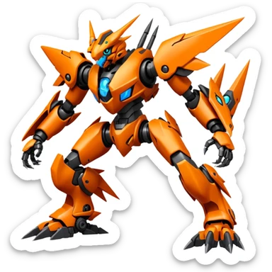 Cool Futuristic Black Orange Cyber-Digimon-Fakemon-Guilmon-Guilmon-Wargreymon-Mecha-fusion (full body) sticker