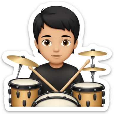 niño trigueño de cabello negro tocando la batería  sticker