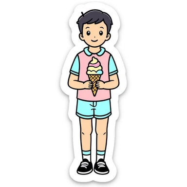 a kid wearing ice cream shorts sticker
