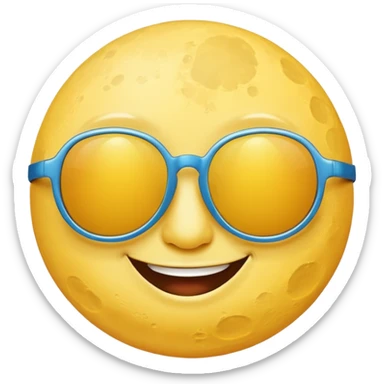 a smiling moon with sunglasses sticker