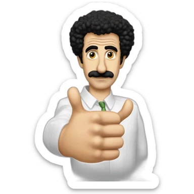 Borat very nice putting two thumbs up with five find on each hand sticker