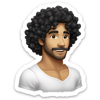 Un chico hombre piel blanca cabello curly color negro lanzando un beso  sticker