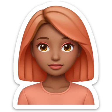Create an emoji of  women“Create a female emoji in Spring Personal Color tone — warm, bright colors, peach makeup, light brown hair, coral outfit, soft glowing lighting, cute 3D emoji style.” sticker