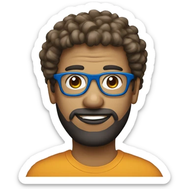 un mec avec les cheveux bouclé et des lunettes bleu  sticker