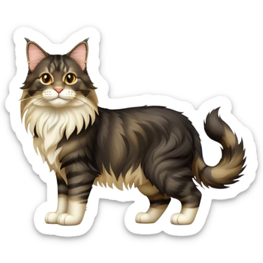 cinematic-black-maine-coon-cat-full-body-on all fours-emoji,-head-tilted-playfully-and-inquisitively,-sleek--black-fur,-simplified-yet-adorable-features,-highly-detailed,-glowing-with-a-warm,-friendly-glow -simplified-yet-realistic sticker