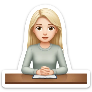 white girl sitting at table sticker