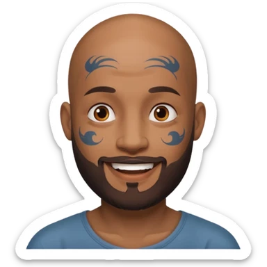 bald bearded man with face tattoo sticker