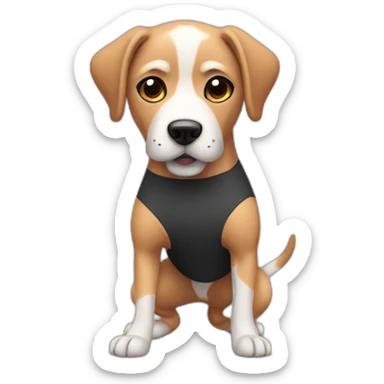 Dog wearing a unitard doings aerobics  sticker