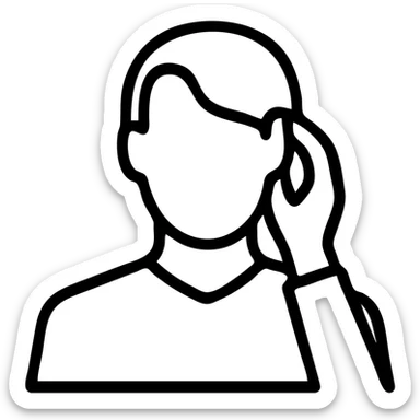 man tucking hair behind ear, outlined, icon style sticker