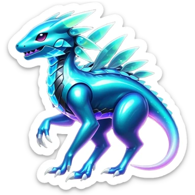  Epic legendary rare Shiny sparkly transparent bioluminescent luminescent vibrant bright pastel dark exotic iridescent colorful gradients futuristic modern metallic glossy glittery fantasy-cyber-Protogen-Fakémon-Pokémon-Vernid-creature sticker