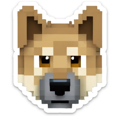 Pixel Minecraft blocky made of blocks wolf tame wolf German shepherd dog Alsatian gsd dog sticker