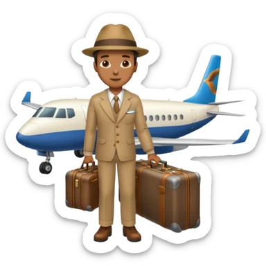 Visage homme créole réunionnais avec chapeau arrive avion sticker