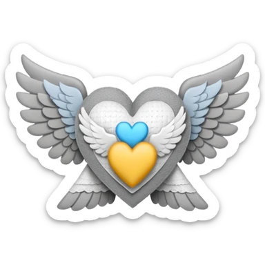 grisgray heart with wings and a hospital bandage (all gray) sticker