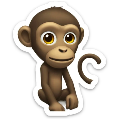 Monkey in the jungle helping the villagers sticker