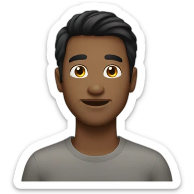 Guy with middle part hair black hair  sticker