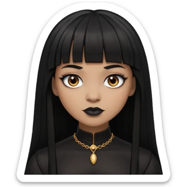 vampira gótica parda de cabelo preto e franja sticker