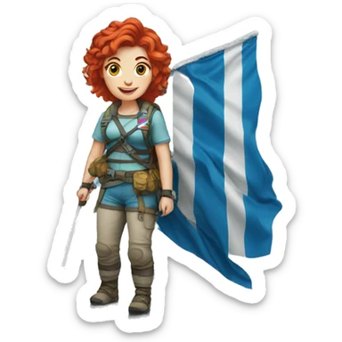 a red hair female on everest with greek flag sticker