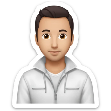 Howie Dorough from Backstreet Boys with dark brown hair, white outfit sticker