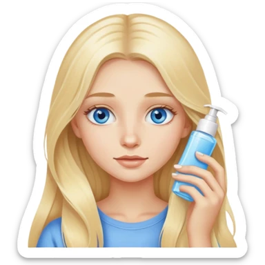 Skincare night blonde long haired girl with blue eyes sticker