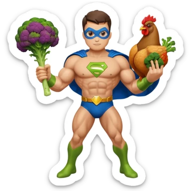 mister energy is a chain store selling healthy food, such as chicken, pork, or fish with vegetables.
create a mascot/superhero logo for this. sticker
