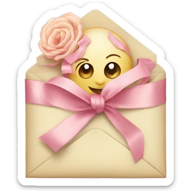 vintage love letters in envelope tied with a baby pink ribbon  sticker