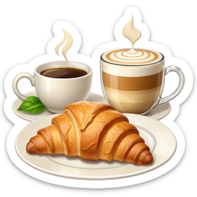 Croissant and capuccino breakfast sticker