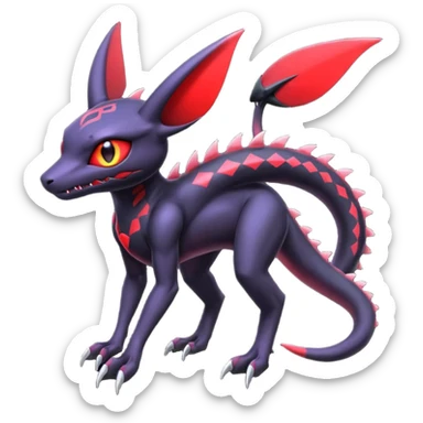 Gothic Edgy Badass Cool Genesect-Umbreon-Salandit-Fakémon-hybrid-creature (full body)  sticker