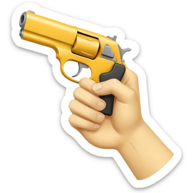 A yellow hand imititing a gun by joing two fingers sticker
