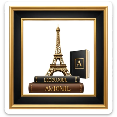 Eiffel Tower with a book next to it sticker