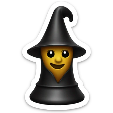 a black chess pawn with a wizard hat sticker