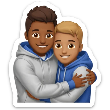 two happy brown skin guys hugging, in hoodies sticker