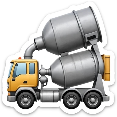Generate an emoji where the concrete mixer delivers concrete to the disassembled concrete pump sticker