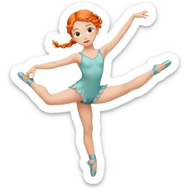 A young dancer with braided orange hair, practicing a gentle arabesque. sticker
