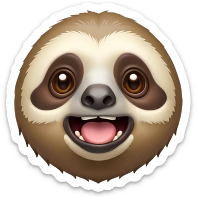 Cinematic Comical Sloth Portrait Emoji, Head tilted dramatically with an exaggeratedly shocked expression, featuring a slow, adorably sluggish form with wide, comically expressive eyes full of humorous disbelief, Simplified yet hilariously expressive features, highly detailed, glowing with a slightly sassy, lazy glow, high shine, dramatic yet playful, stylized with an air of quirky, unhurried attitude, soft glowing outline, capturing the essence of a meme-worthy sloth that looks ready to side-eye its way into viral fame! sticker