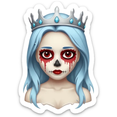 An attractive Alaskan princess, full body, facing to the right. In the style of your bleeding skull art. Full body facing in the right side of the screen sticker