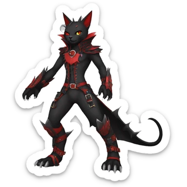 cool edgy black punk red ethereal fantasy nargacuga-bat-cat-Fakemon collar harness full body sticker