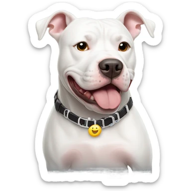 White pitbull with collar that spells out ice  sticker