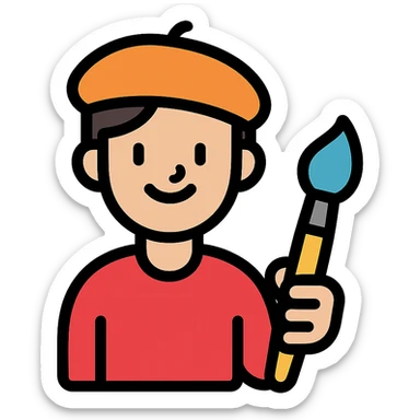 artist character holding a paintbrush sticker