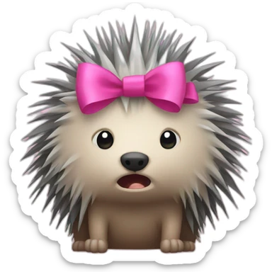 Angry porcupine with a pink bow sticker
